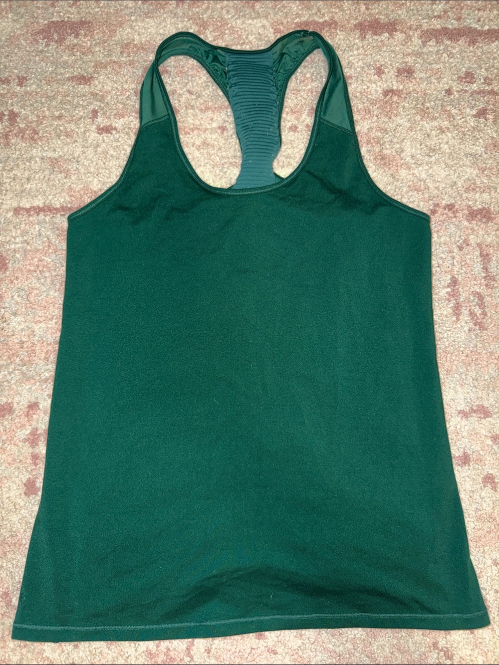Athleta Dark Green Racerback Tank with Mesh Ruche Detail - XL